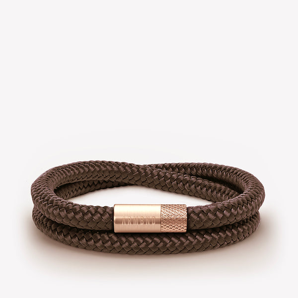 Bruine dubbele armband met rosé gouden stalen sluiting