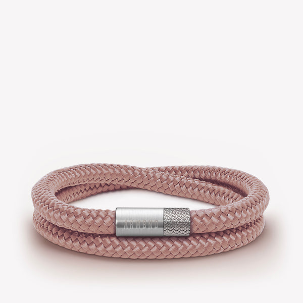 Koper roze dubbele armband met zilveren stalen sluiting