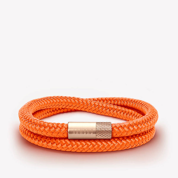 Oranje dubbele armband met rosé gouden stalen sluiting