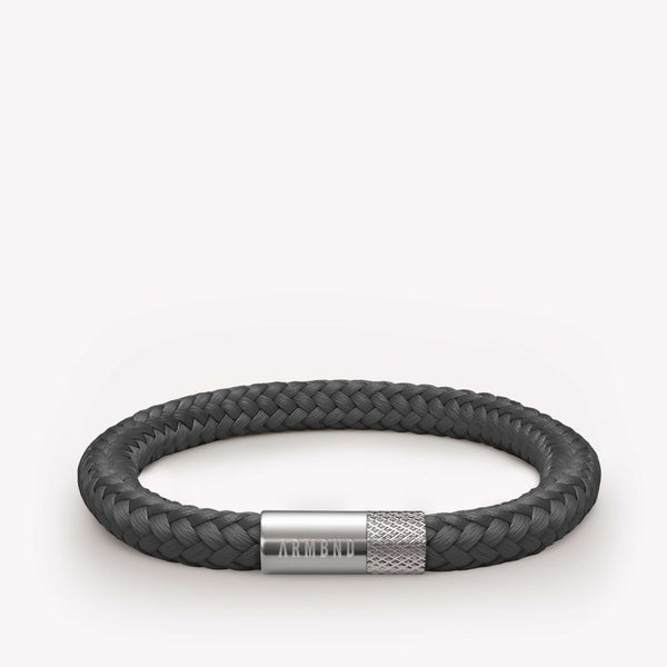 Dunkelgraues dünnes Armband mit silbernem Stahlverschluss