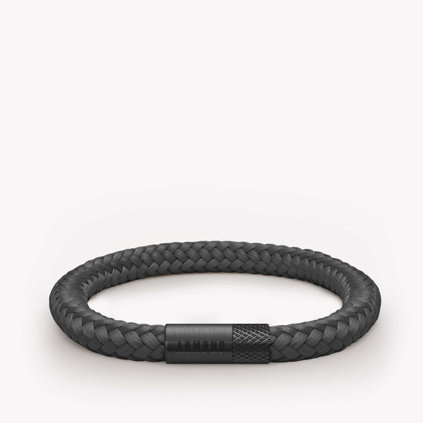 Dunkelgraues dünnes Armband mit schwarzem Stahlverschluss