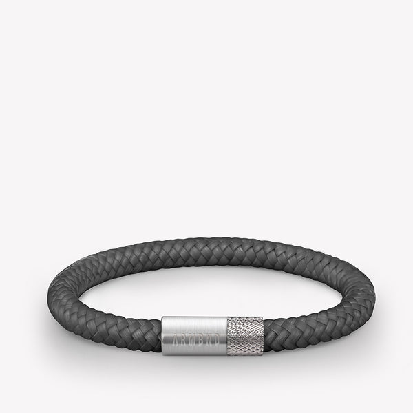 Dark gray thin bracelet with silver steel clasp
