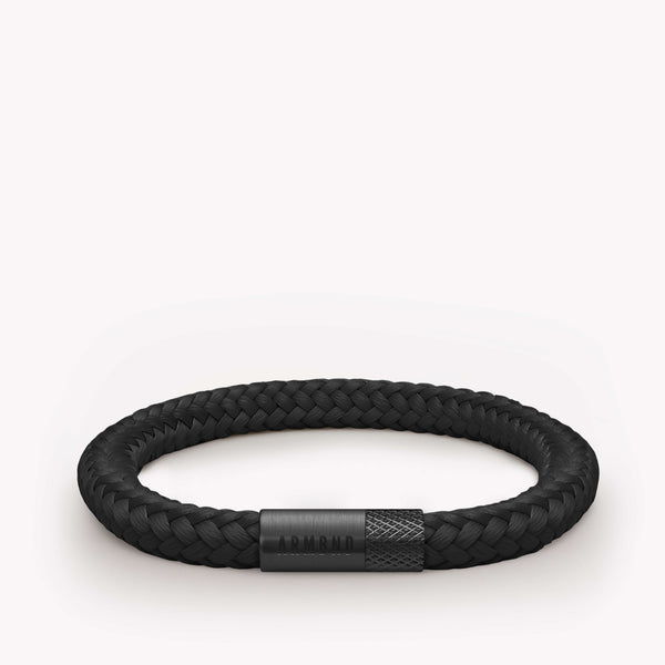 Zwarte dunne armband met zwarte stalen sluiting