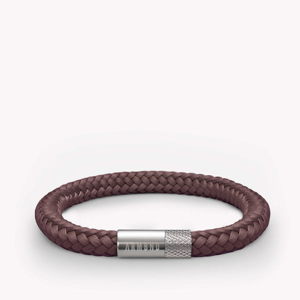 Bruine dunne armband met zilveren stalen sluiting