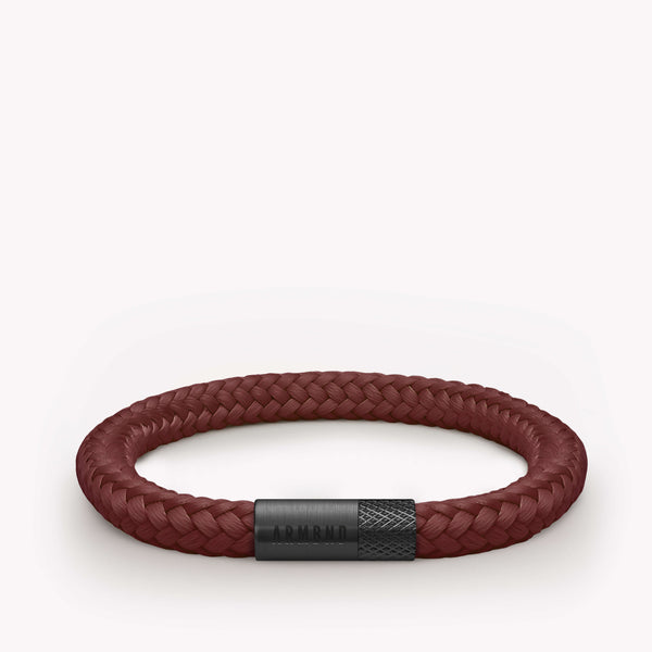 Dark red thin bracelet with black steel clasp