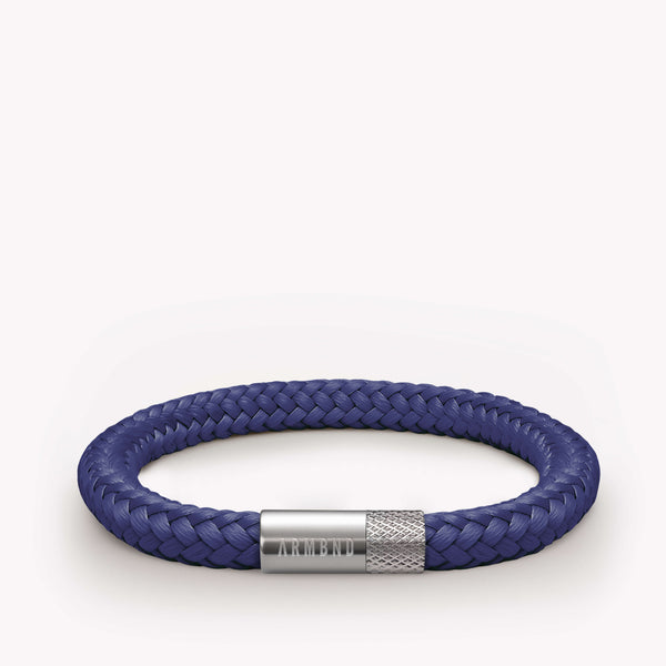 Blauwe dunne armband met zilveren stalen sluiting