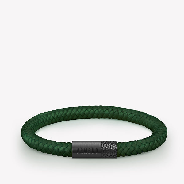 Donkergroene dunne armband met zwarte stalen sluiting