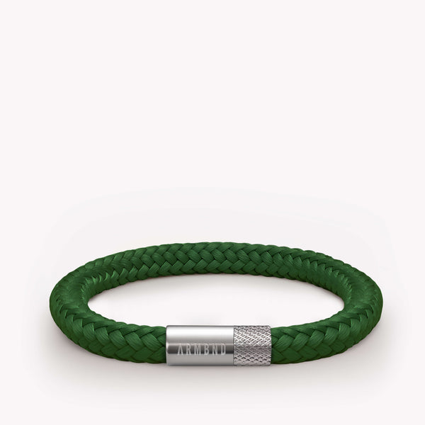 Donkergroene dunne armband met zilveren stalen sluiting