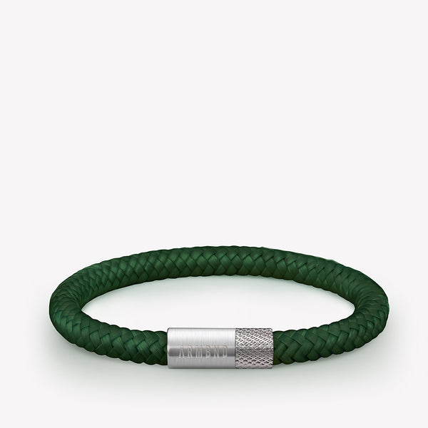 Donkergroene dunne armband met zilveren stalen sluiting