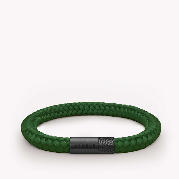 Donkergroene dunne armband met zwarte stalen sluiting