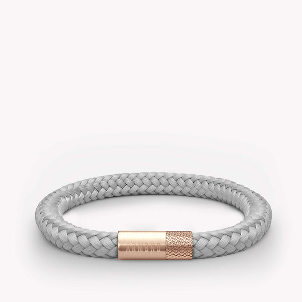 Gray thin bracelet with rose gold steel clasp