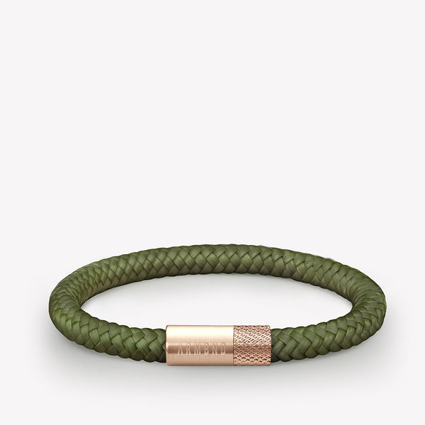 Groene dunne armband met rosé gouden stalen sluiting