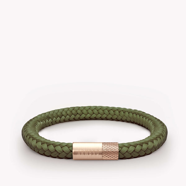 Groene dunne armband met rosé gouden stalen sluiting