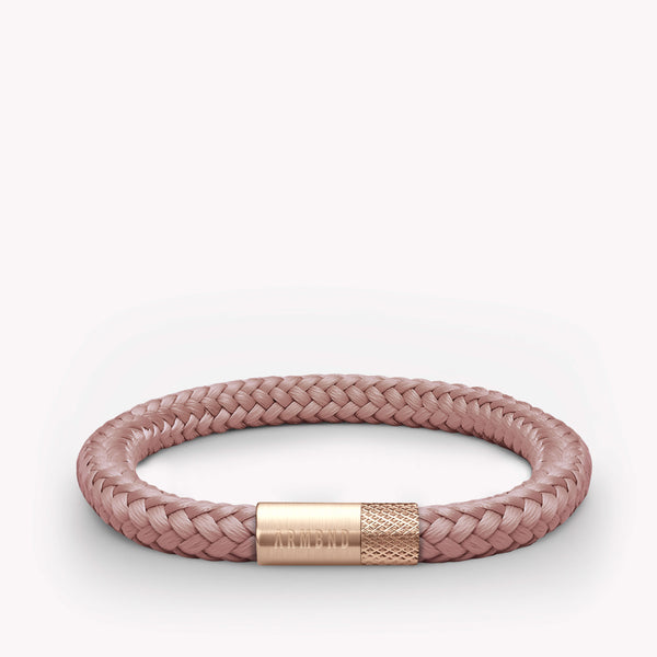 Copper pink thin bracelet with rose gold steel clasp