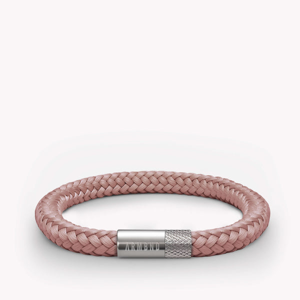 Copper pink thin bracelet with silver steel clasp