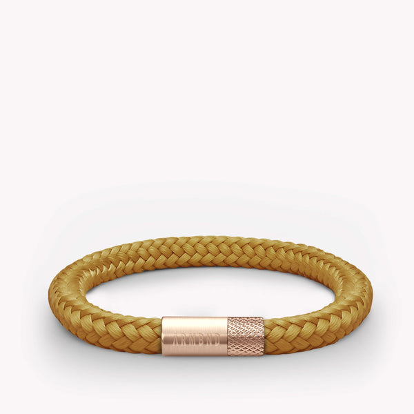 Yellow thin bracelet with rose gold steel clasp