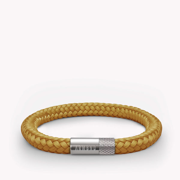 Yellow thin bracelet with silver steel clasp