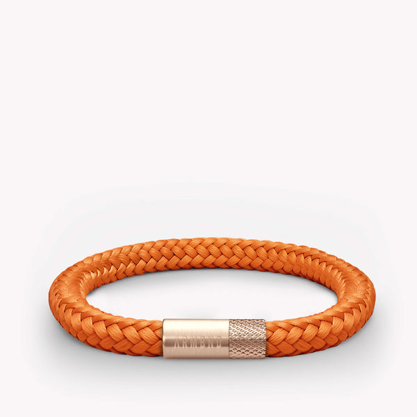 Oranje dunne armband met rosé gouden stalen sluiting