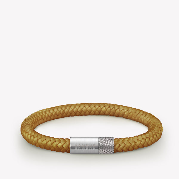 Gele dunne armband met zilveren stalen sluiting