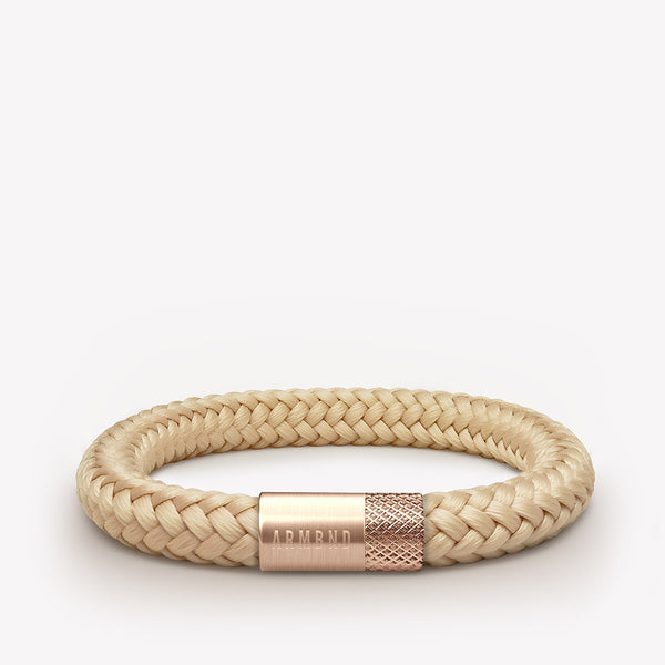 Beige armband met rosé gouden stalen sluiting