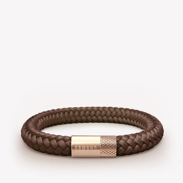 Bruine armband met rosé gouden stalen sluiting