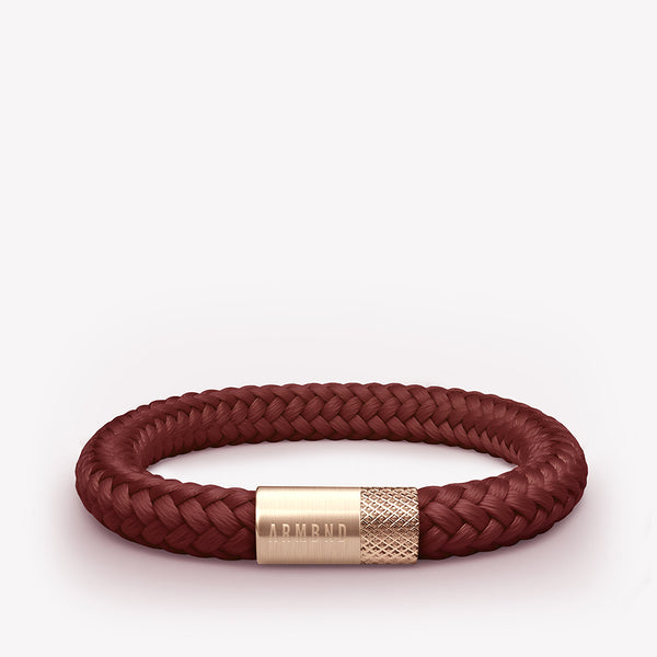 Donkerrode armband met rosé gouden stalen sluiting
