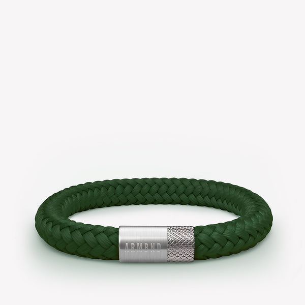 Donkergroene armband met zilveren stalen sluiting