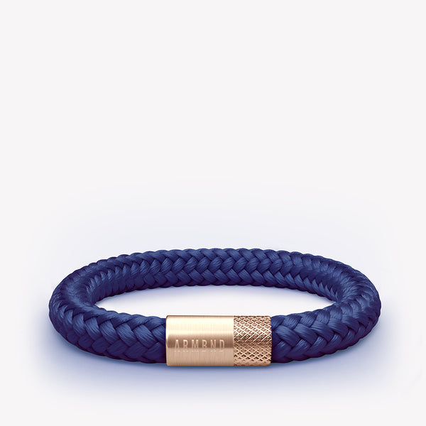 Blauwe armband met rosé gouden stalen sluiting