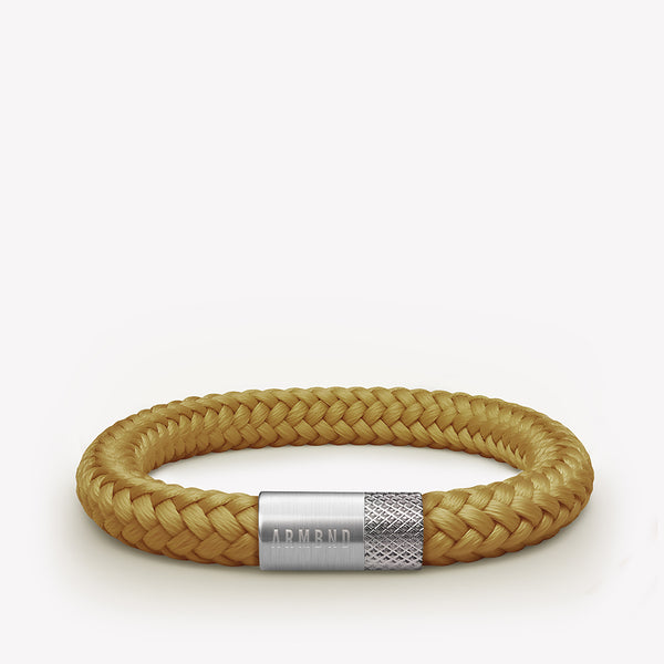 Gele armband met zilveren stalen sluiting