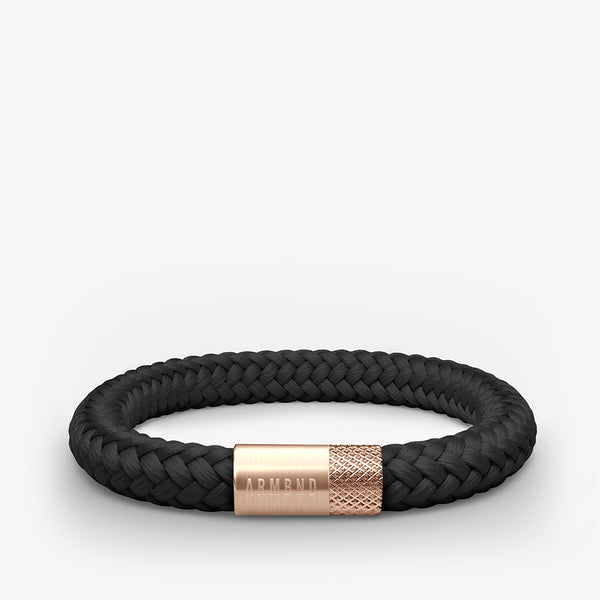 Zwarte armband met rosé gouden stalen sluiting
