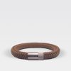 Gevlochten kaneelbruine armband van ARMBND met zilveren roestvrij stalen sluiting