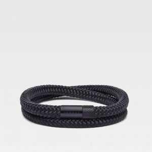 Zwarte dubbele armband met zwarte stalen sluiting